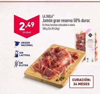 ALDI La Tabla Jamón Gran Reserva 50% Duroc oferta
