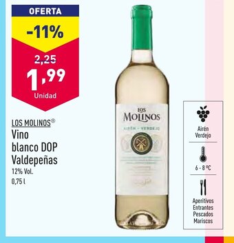 ALDI Los Molinos Vino Blanco DOP Valdepeñas oferta