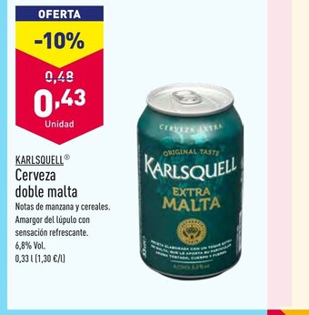 ALDI Karlsquell Cerveza Doble Malta oferta