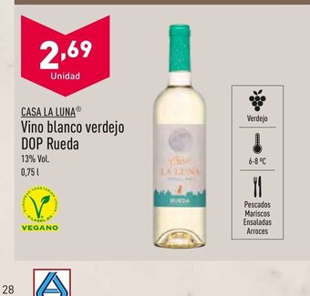 ALDI Casa La Luna Vino Blanco Verdejo DOP Rueda oferta