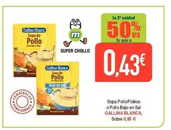 Masymas Sopa pollo, fideos o pollo bajo en sal gallina blanca oferta