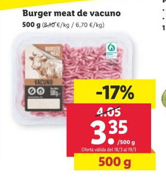 Lidl Burger Meat de Vacuno oferta