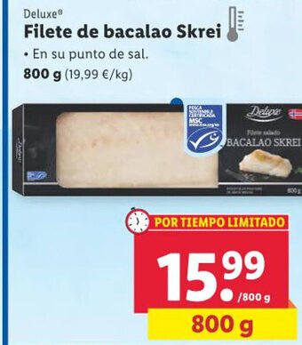 Lidl Filete de Bacalao Skrei oferta