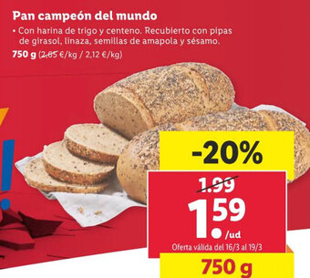 Lidl Pan Campeón Del Mundo oferta