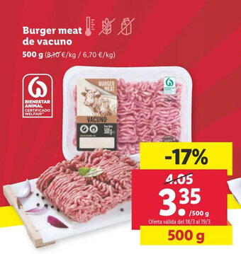 Lidl Burger Meat De vacuno oferta