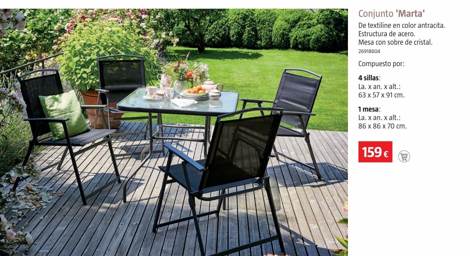 Bauhaus Set marta           acero/textil.5 pzas sunfun oferta