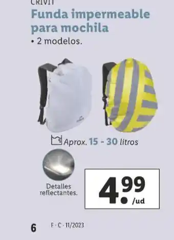 Lidl Funda Impermeable Para Mochila oferta