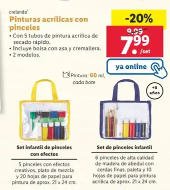 Lidl Pinturas Acrílicas Con Pinceles oferta