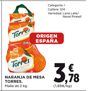 Hipercor Naranja De Mesa Torres oferta