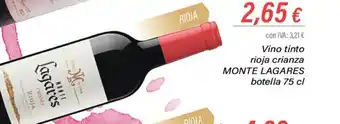 Cash Ifa Vino Tinto Rioja Crianza Monte Lagares Botella 75cl oferta