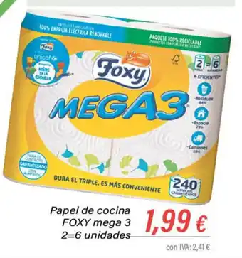 Cash Ifa Papel de Cocina Foxy Mega 3 2=6 Unidades oferta