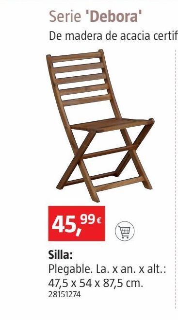 Bauhaus Silla debora pleg.  acacia 54x48x88cm oferta