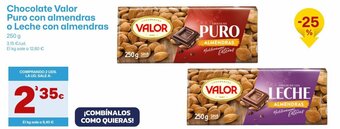 AhorraMas Chocolate Valor Puro Con Almendras o Leche Con Almendras oferta