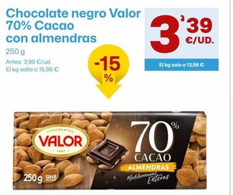 AhorraMas Chocolate Negro Valor 70% Cacao Con Almendras oferta