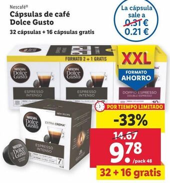 Lidl Cápsulas de café nescafé oferta