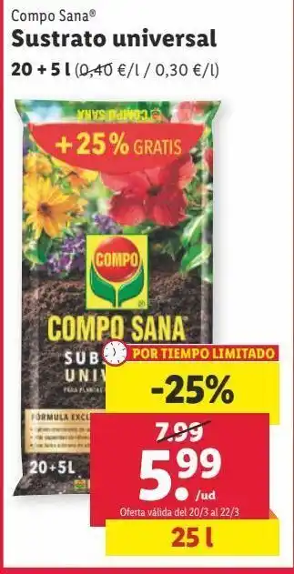 Lidl Sustrato universal compo sana oferta