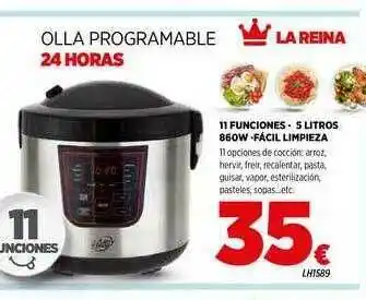 Mi Bricolaje Olla Programable 24 Horas 11 Funciones 5 Litros 860w Fácil Limpieza La Reina oferta