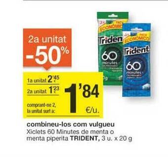 BonpreuEsclat Xiclets 60 minutes de menta o menta piperita trident oferta
