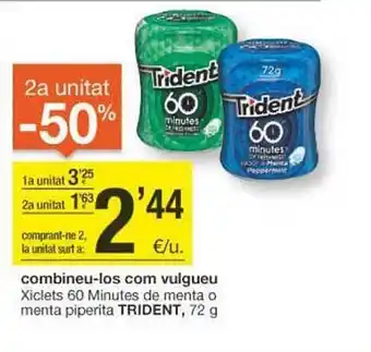 BonpreuEsclat Xiclets 60 minutes de menta o menta piperita trident oferta