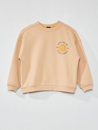 Kiabi Sudadera estampada de felpa con cuello redondo oferta