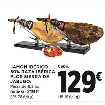 Hipercor Jamón Ibérico 50 % Raza Ibérica Flor Sierra de Jabugo oferta
