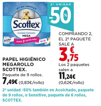Hipercor Papel Higiénico Megarollo Scottex oferta