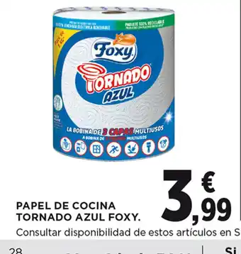 Hipercor Papel De Cocina Tornado Azul Foxy oferta