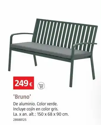 Bauhaus Banco bruno aluminio 150x68x90cm oferta