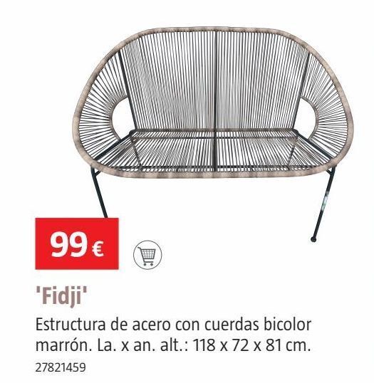 Bauhaus Banco fidji         acero/cuerdas marrónsunfun oferta