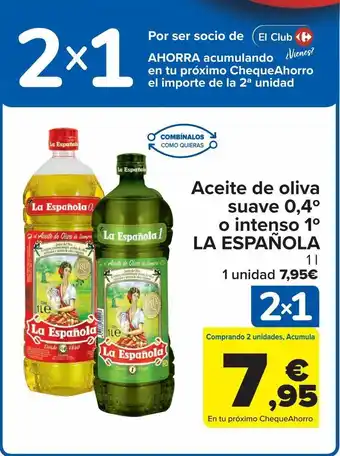 Carrefour Aceite de oliva suave 0,4º o intenso 1º la española oferta