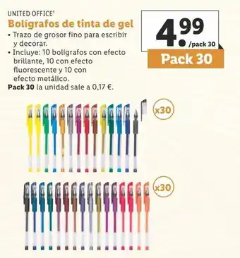Lidl Bolígrafo de tinta de gel united office oferta