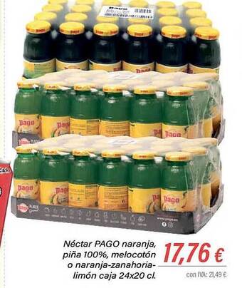 Cash Ifa Néctar pago naranja piña 100% melocotón o naranja-zanahoria-limón oferta