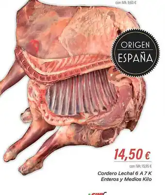 Cash Ifa Cordero lechal 6 a 7 k enteros y medios oferta