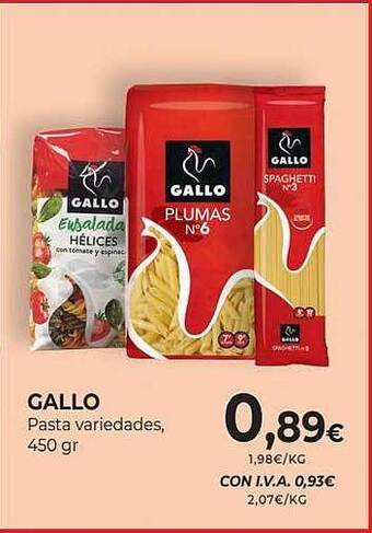 CashDiplo Gallo pasta variedades oferta