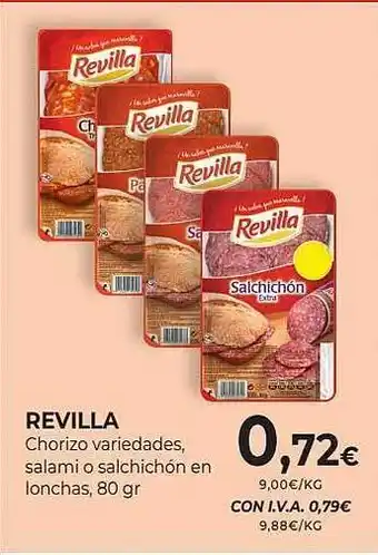 CashDiplo Revilla chorizo variedades salami o salchichón en lonchas oferta