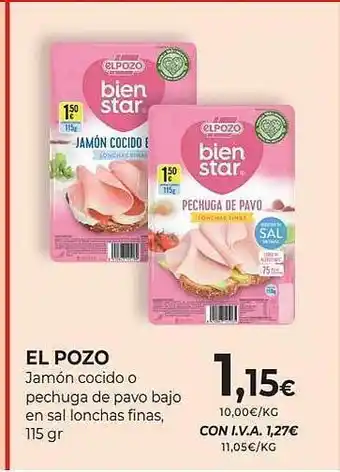CashDiplo El pozo jamón cocido o pechuga de pavo bajo en sal lonchas finas oferta