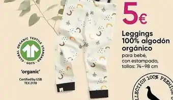 Pepco Leggings 100% algodón orgánico para bebé, con estampado, tallas: 74 - 98 cm oferta