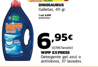 Supermercados Lupa Wipp express detergente gel azul o antiolores, 37 lavados oferta