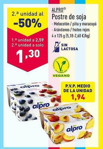 ALDI Alpro postre de soja oferta