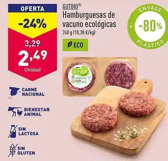ALDI Gutbio hamburguesa de vacuno ecológicas oferta