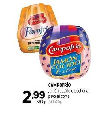 Coviran Campofrío jamón cocido o pechuga pavo al corte oferta
