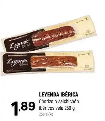 Coviran Leyenda ibérica chorizo o salchichón ibéricos vela oferta