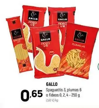 Coviran Gallo spaguettis 3, plumas 6 o fideos oferta