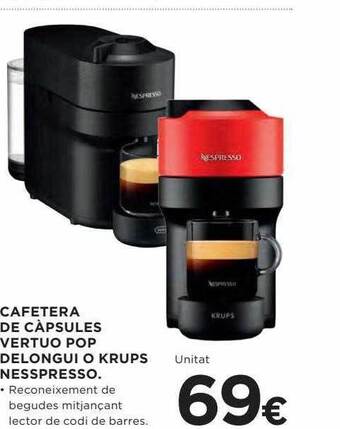 Hipercor Cafetera de càpsules vertuo pop delongui o krups nesspresso oferta