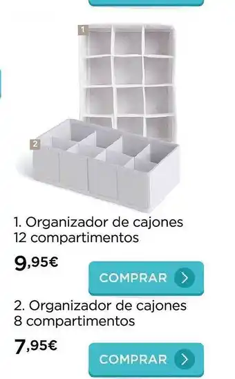La tienda en casa 1.organizador de cajones 12 compartime ntos 2.organizador de cajone 8 compartimentos oferta