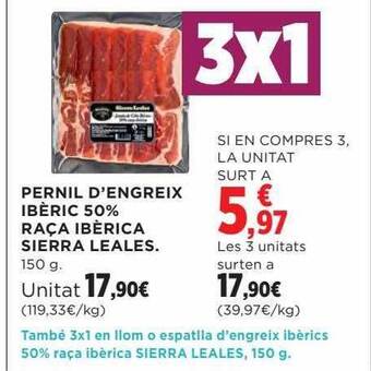 Hipercor Pernil d'engreix ibèric 50% raça ibèrica sierra leales oferta