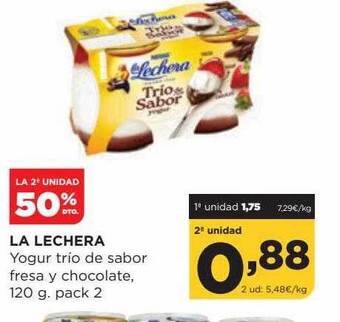 Alimerka La 2a unidad 50% dto la lechera yogur trio de sabor fresa y chocolate oferta