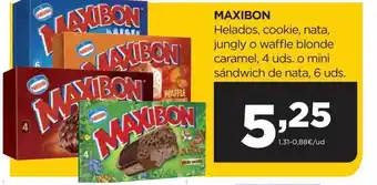 Alimerka Maxibon helados, cookie, nata, jungly o waffle blonde caramel, o mini sándwich de nata oferta