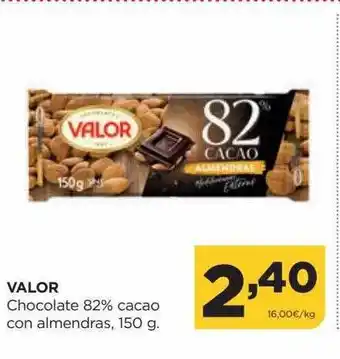 Alimerka Valor chocolate 82% cacao con almendras oferta
