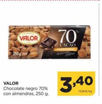 Alimerka Valor chocolate negro 70% con almendras oferta